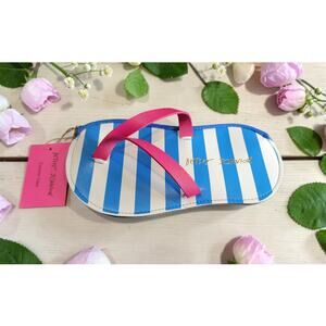 Betsey Johnson Striped Eyeglass Case Blue White Pink Sunglasses Case